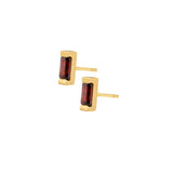 Rectangular Gemstone Gold Stud Earrings