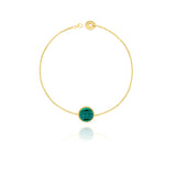 Chain Bracelet with Malachite Gemstone in 18k Yellow Gold